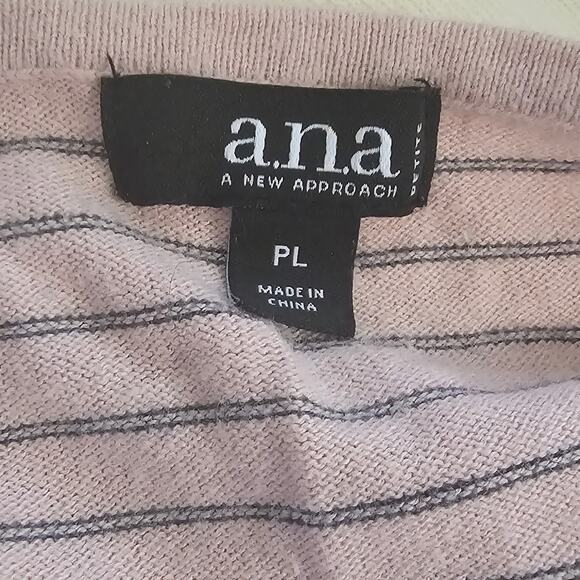 A.N.A Petites Pink and Blue Stripe Merino Wool Ruffle Sweater Size PL - Picture 4 of 8